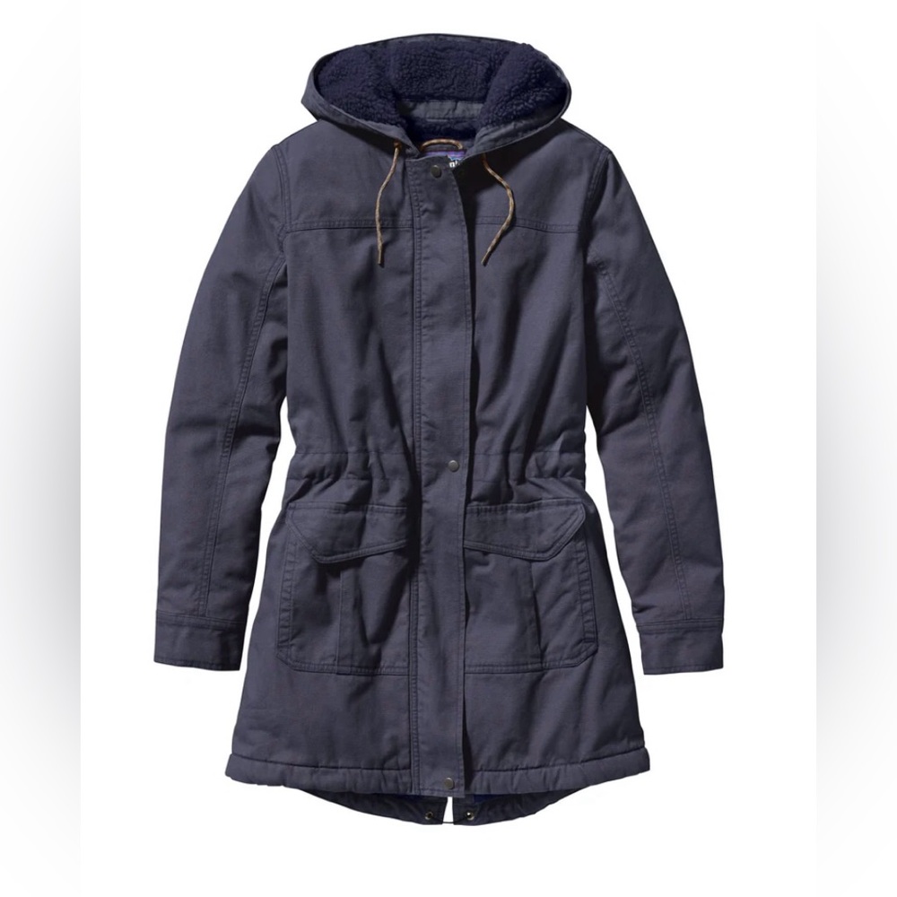 Women's Navy Hooded Parka Coat
